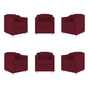 Kit 6 Poltronas Decorativas Reforçada Consultório Sala Suede Cor:marsala