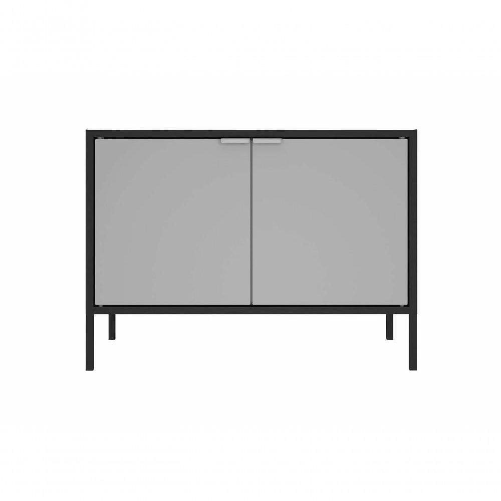 Balcão Baixo Multiúso Itatiaia Smart - 2 Portas - Preto Matte C/ Cinza