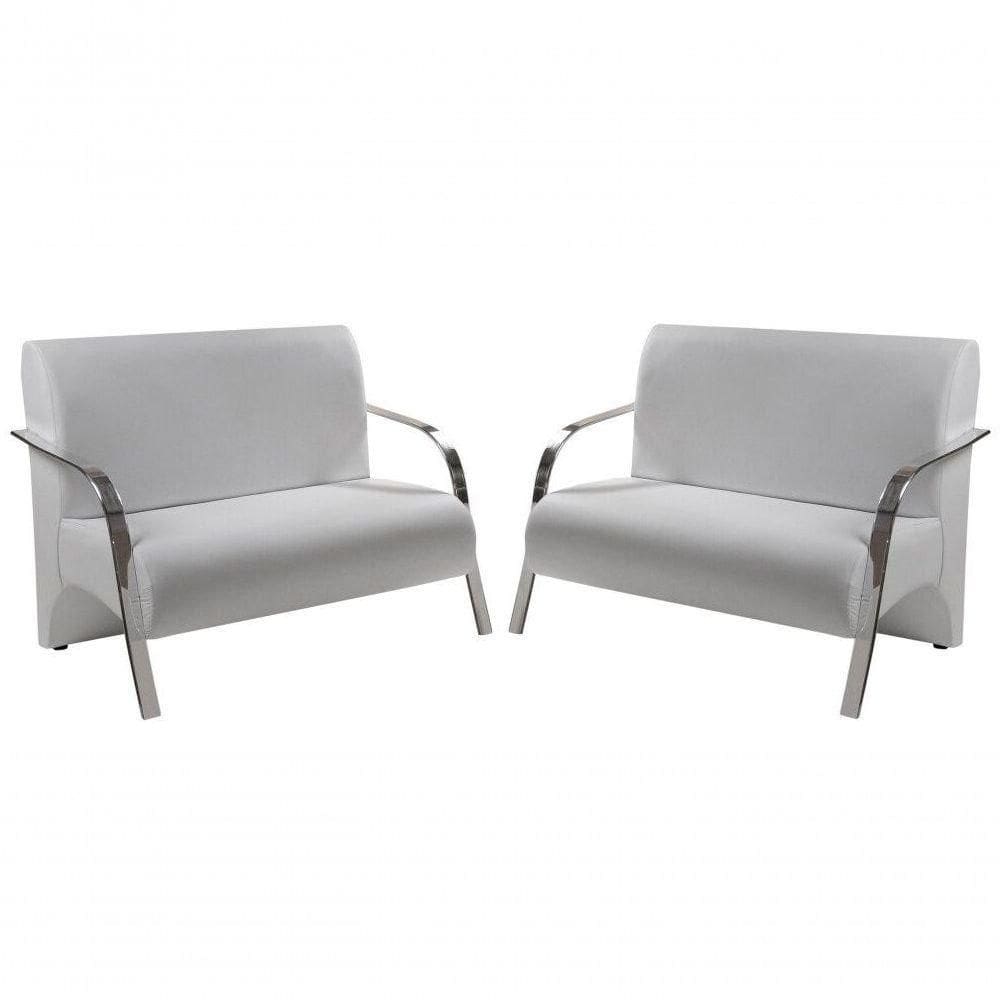 Kit 02 Poltrona Vênus 2 Lugar Braço Alumínio (Courino)