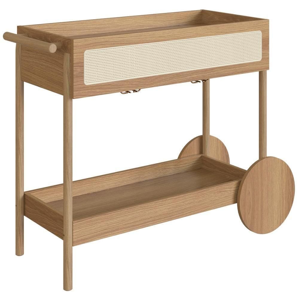Carrinho Bar Porta Taças 112 Cm Pes Madeira Oslo 27964 Hanover Artesano Hanover