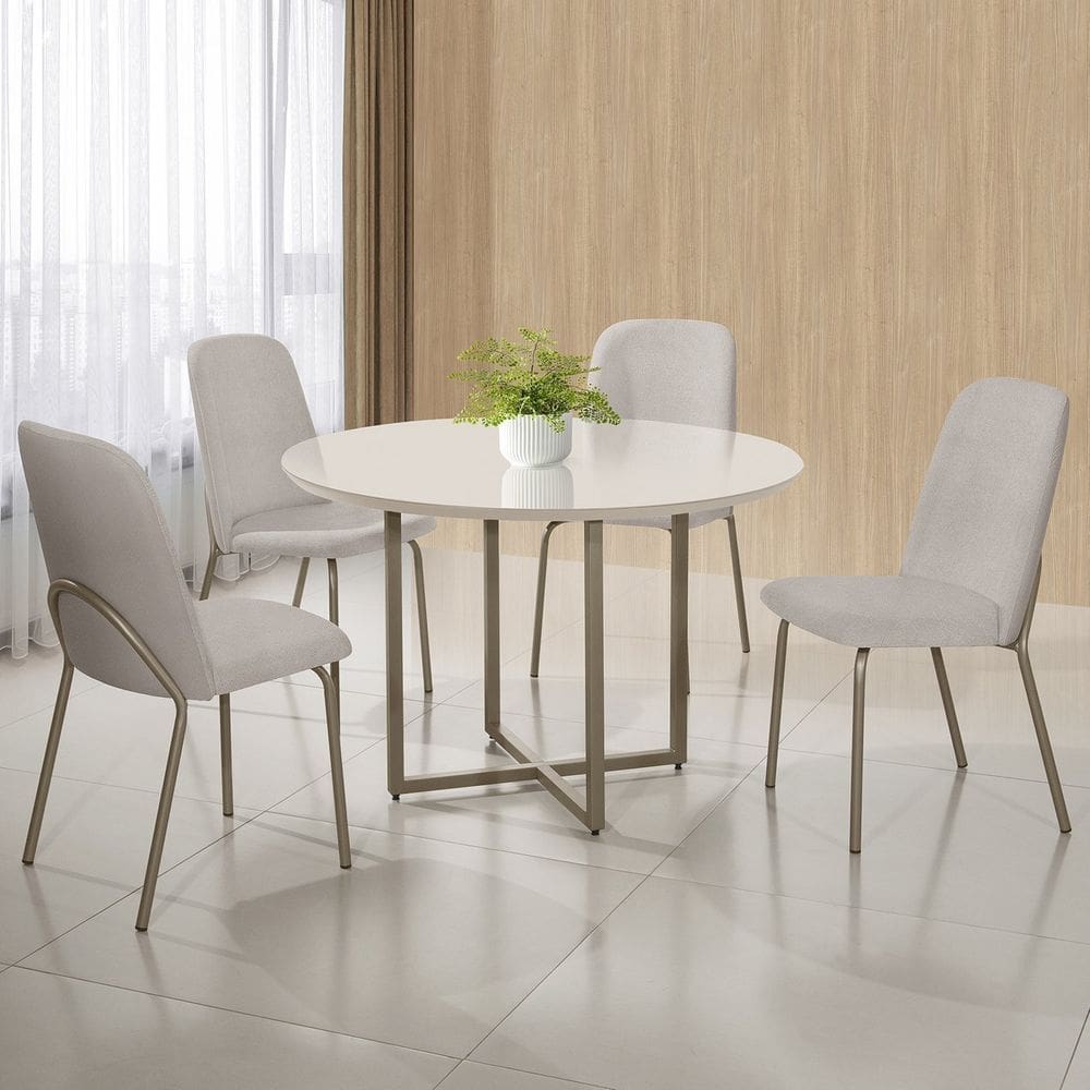 Conjunto Sala de Jantar Mesa com 4 Cadeiras California Cinza/Marrom