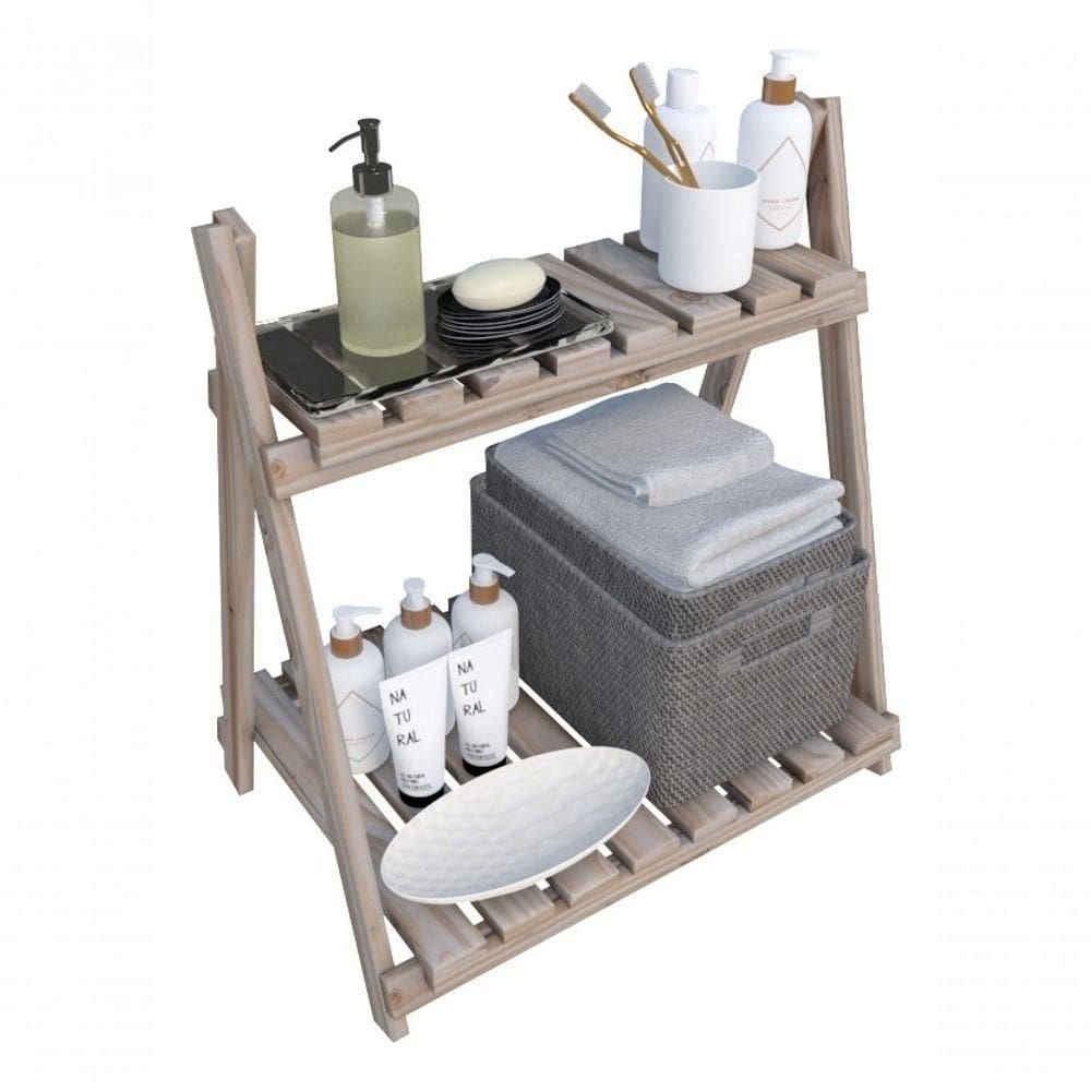 Estante Para Livros Livreiro Multiuso Rack 2 Planos Pinus