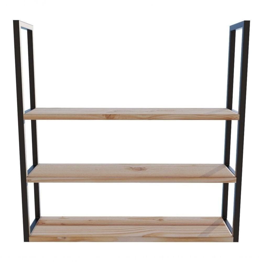 Estante De Madeira Industrial 100X20Cm Preta Para Home