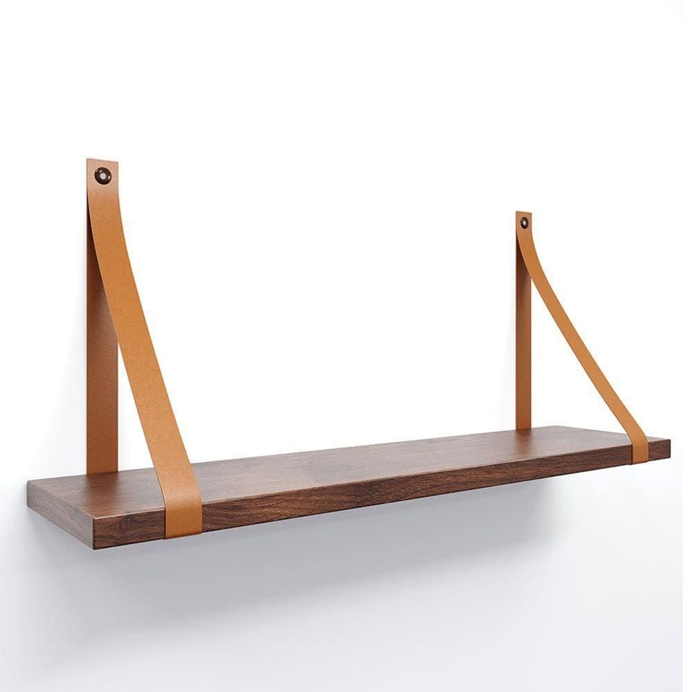Prateleira Em Mdf Castanho 60x15cm Com Alça Cor Caramelo
