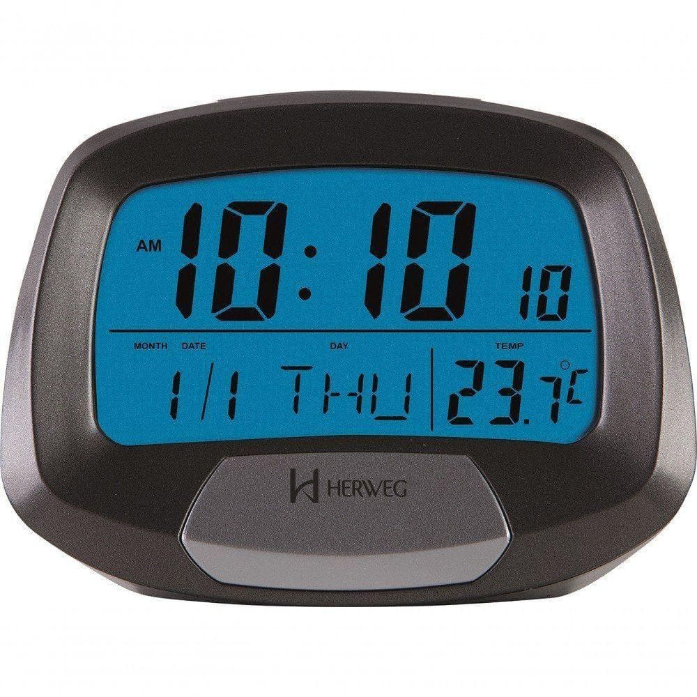 Despertador Digital Cinza Metálico Herweg 2977 único