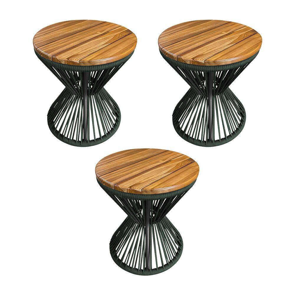 Kit 3 Puffs Ampulheta Alumínio Corda Náutica Verde Militar