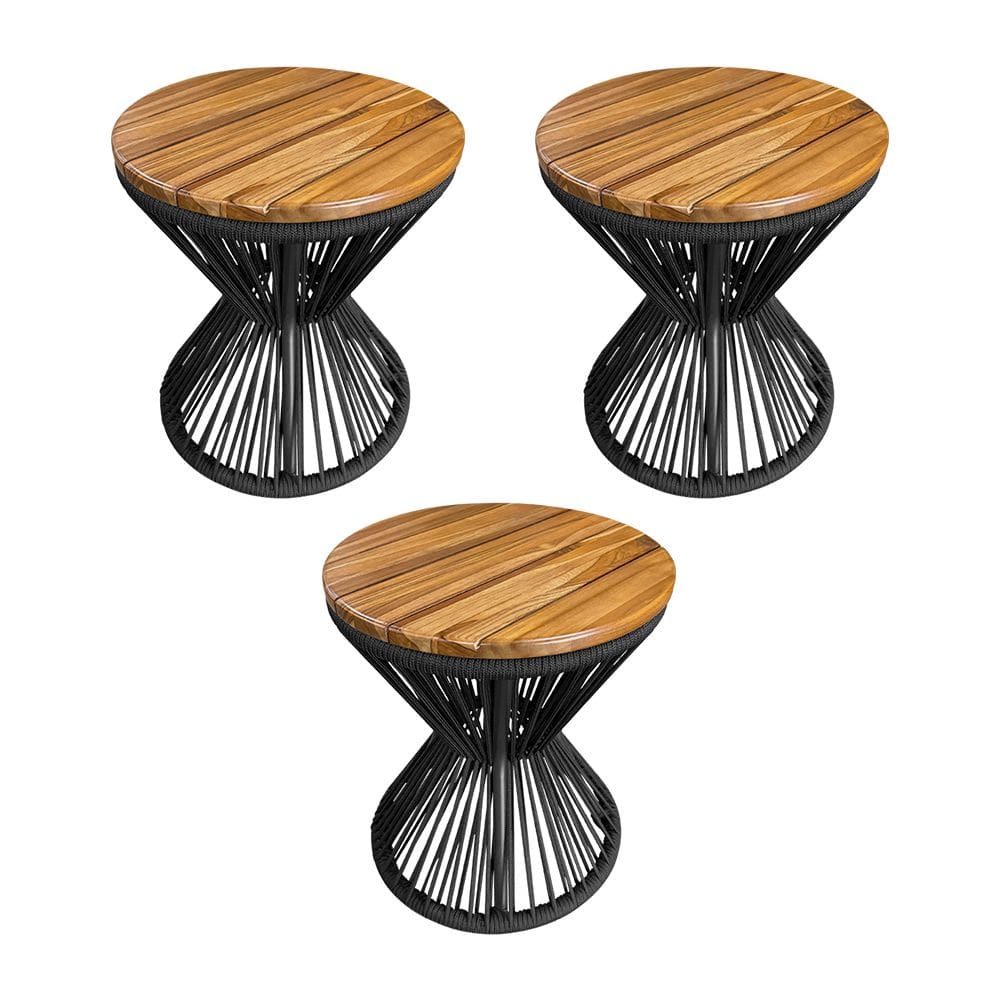 Kit 3 Puffs Ampulheta Alumínio Corda Náutica Preto