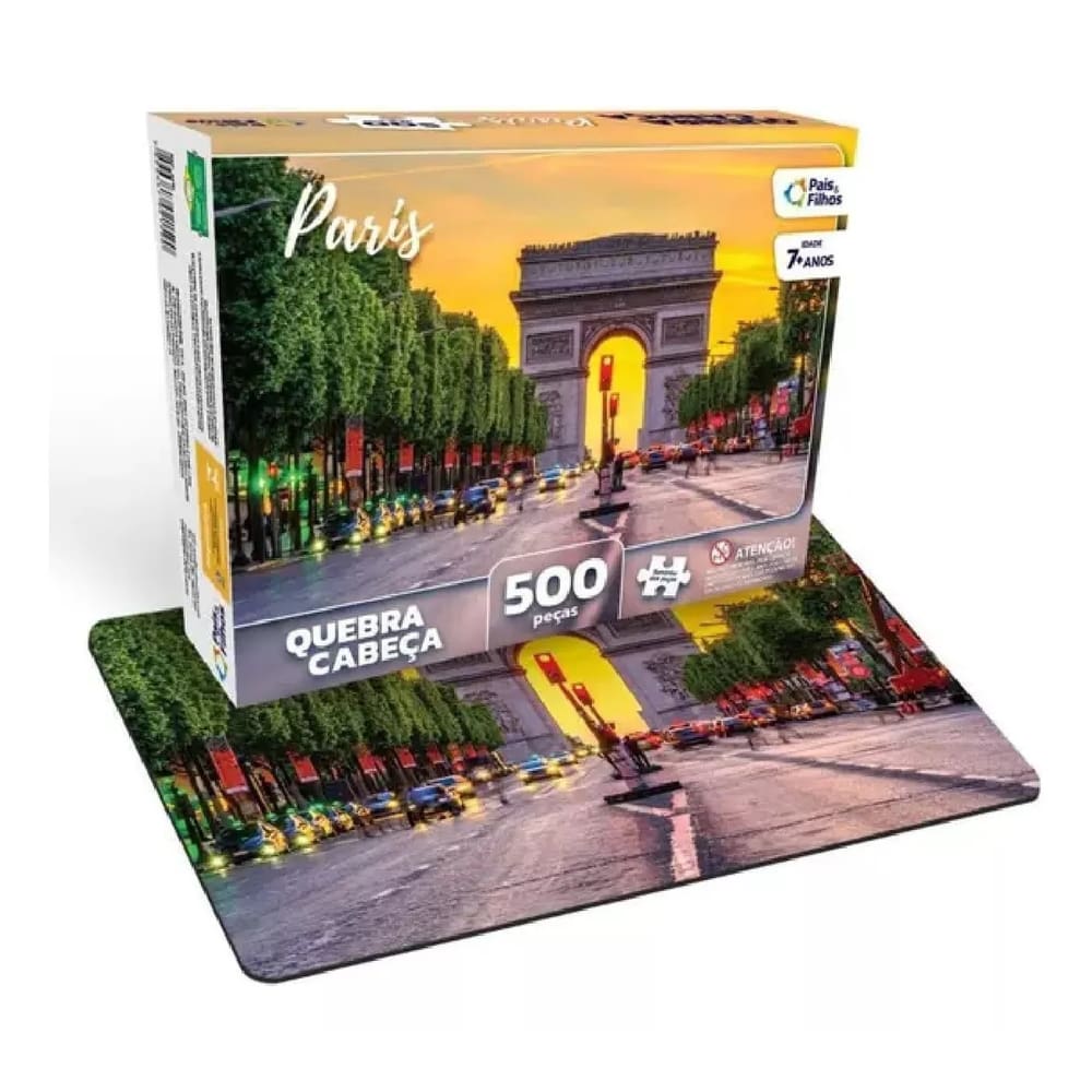 Quebra Cabeças Paris Arco do Triunfo 500 Peças Jogo Pedagógico - Pais e Filhos