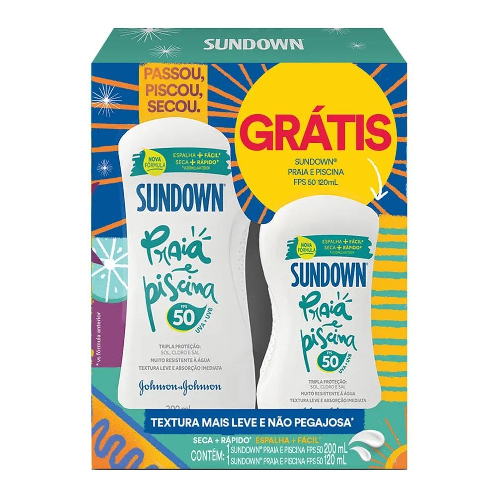 Kit Protetor Solar FPS 50 Sundown Praia e Piscina 200ml e 120ml