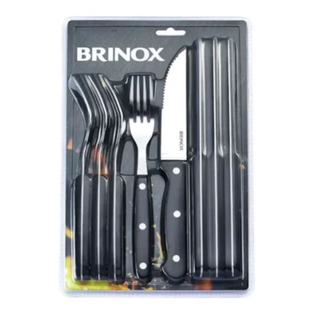 Faqueiro Jogo De Talheres Para Churrasco Jumbo Inox 8 Peças
