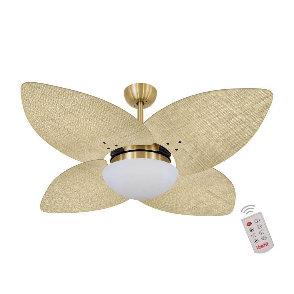 Ventilador De Teto Dourado 4 Pás 127v C/ Controle
