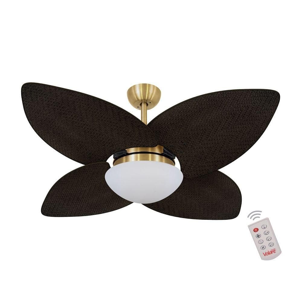 Ventilador De Teto Dormamu Dourado 4 Pás Palmae Tabaco 127v