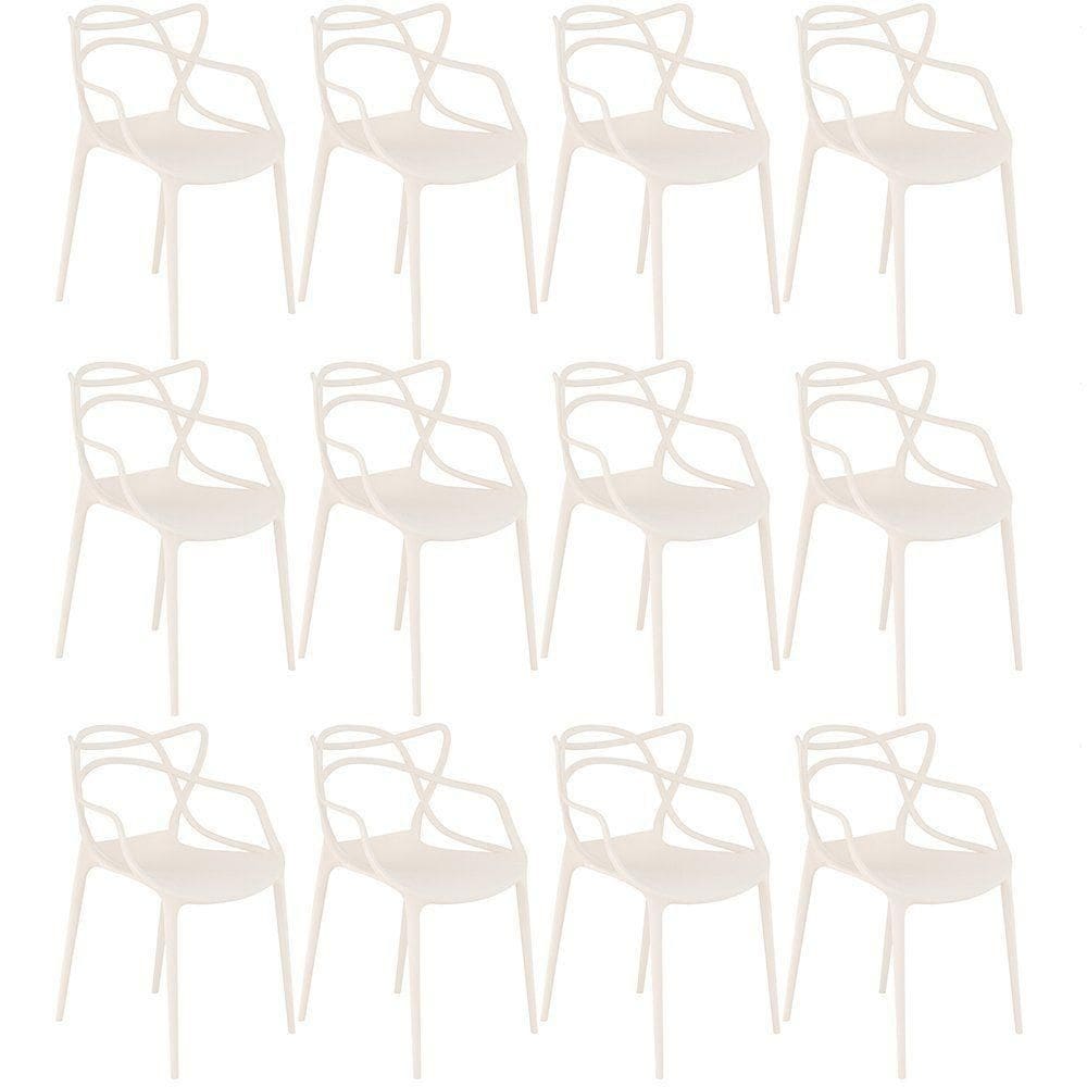 Kit 12 Cadeiras Design Jantar Cozinha Masters Allegra Creme