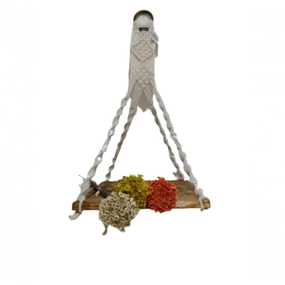 Prateleira Rainha Do Mar Em Macramê Cor Cru