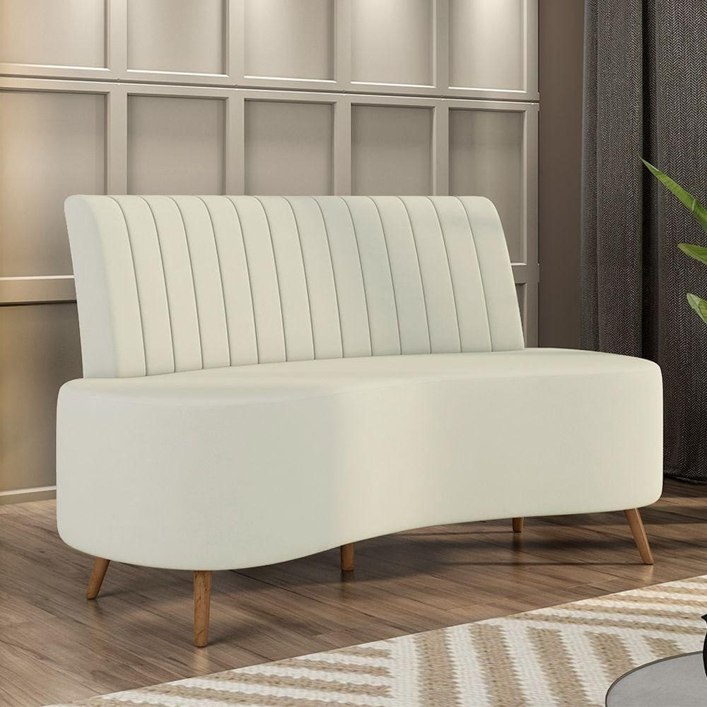 Sofá Living Decorativo 2 Lugares 1,60m Katara Bege Claro Veludo G33 - Gran Belo