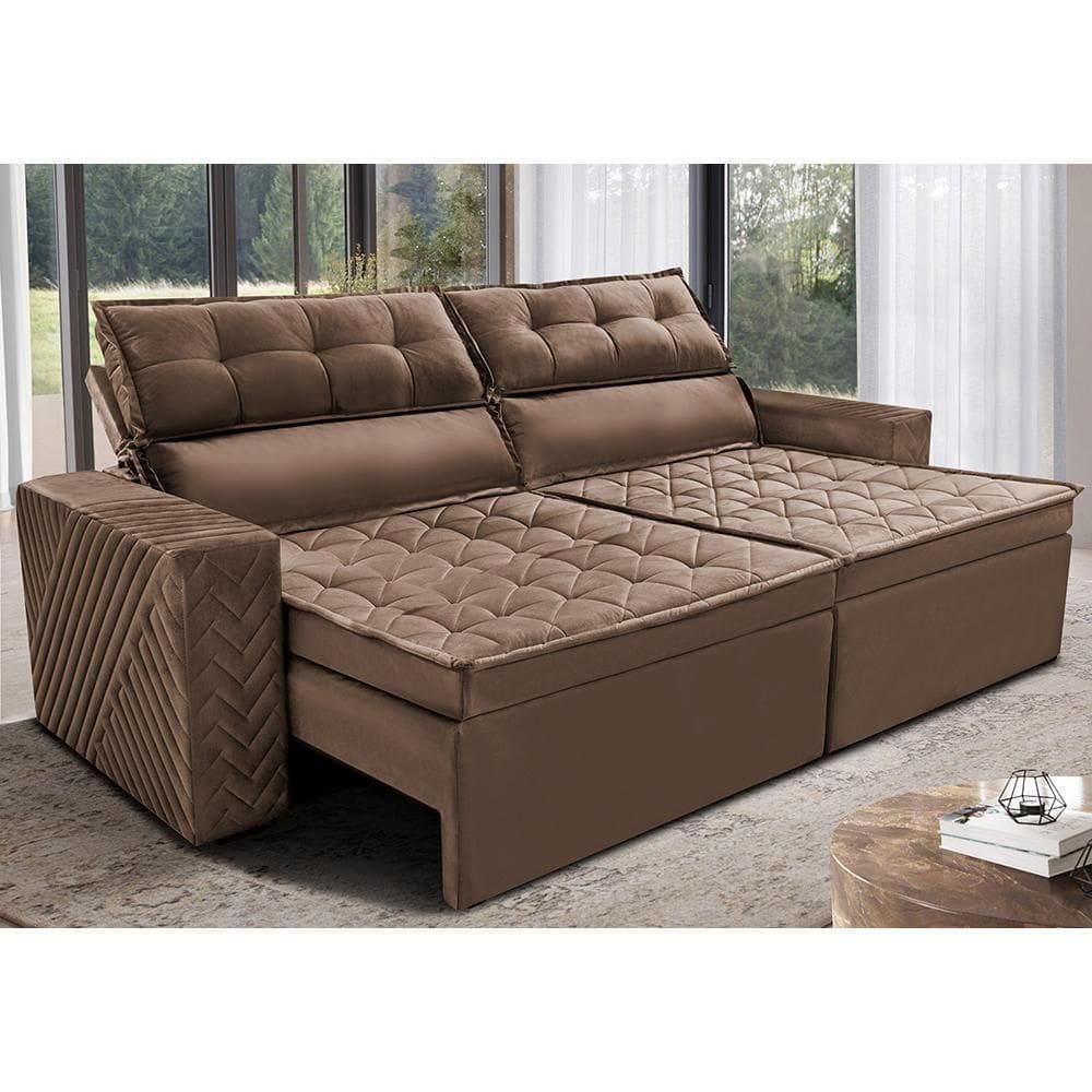 Sofá Retrátil E Reclinável 2,00m Cama Inbox Charm Velusoft Castor