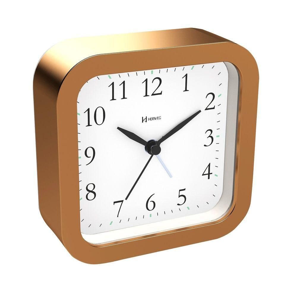Relógio Despertador Herweg Quartz Sem Tic Tac Dourado Fosco 2645-318 único