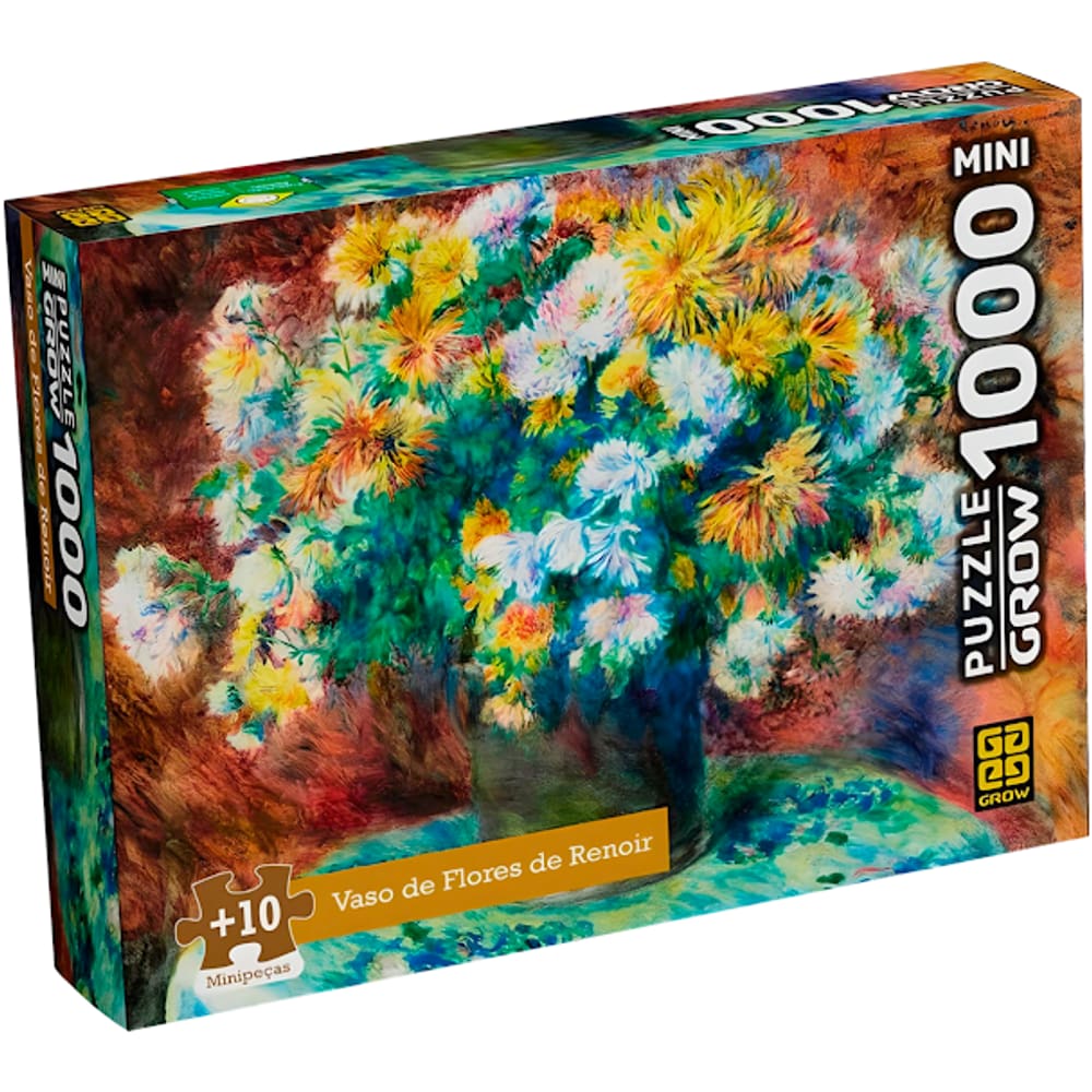 Mini Quebra Cabeça 1000 Peças Vaso De Flores De Renoir Grow