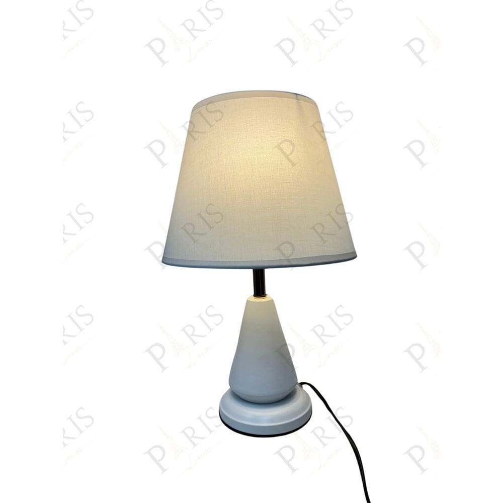 Luminária de Mesa Abajur em Metal Branco com Cúpula Branca 40cm 1E27 14693-PL