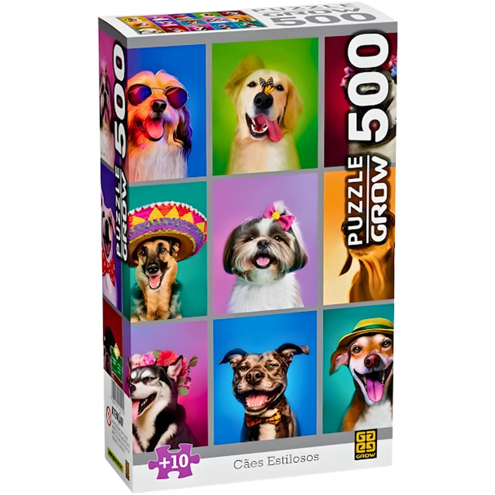 Quebra Cabeça Puzzle 500 Peças Cães Estilosos Grow