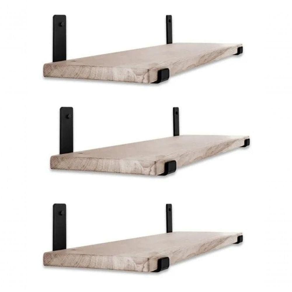 Estante 80x50x20cm Com Par De Mão Francesa Para Home Preta De Metal