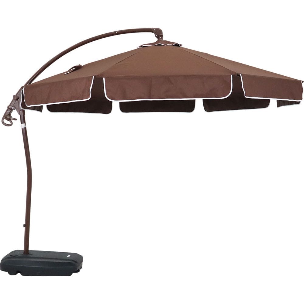 Ombrelone Bel Suspenso Buzios 3 Metros Giratorio 360º com Suporte de Luminaria e Base em ABS - Marrom