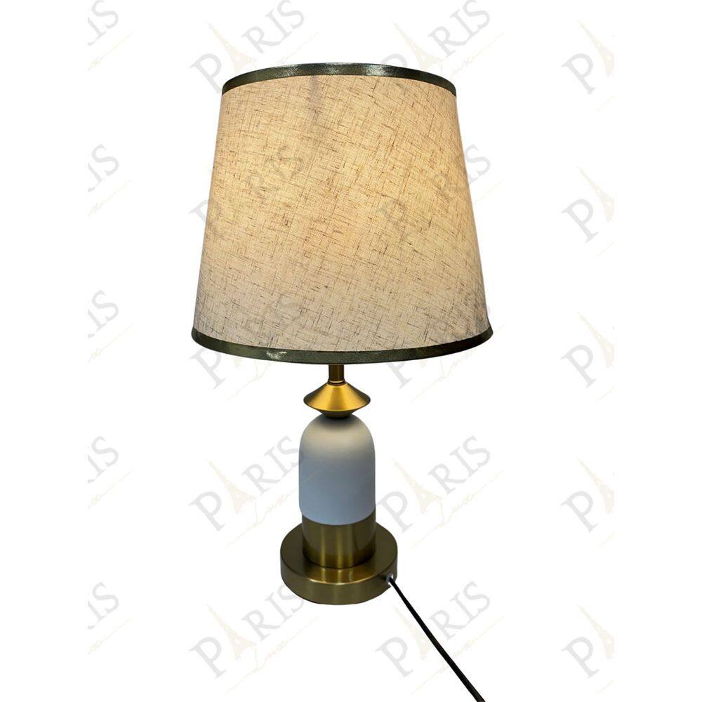 Luminária de Mesa Abajur em Metal Dourado e Branco com Cúpula Branca 47cm 1E27 14691-PL