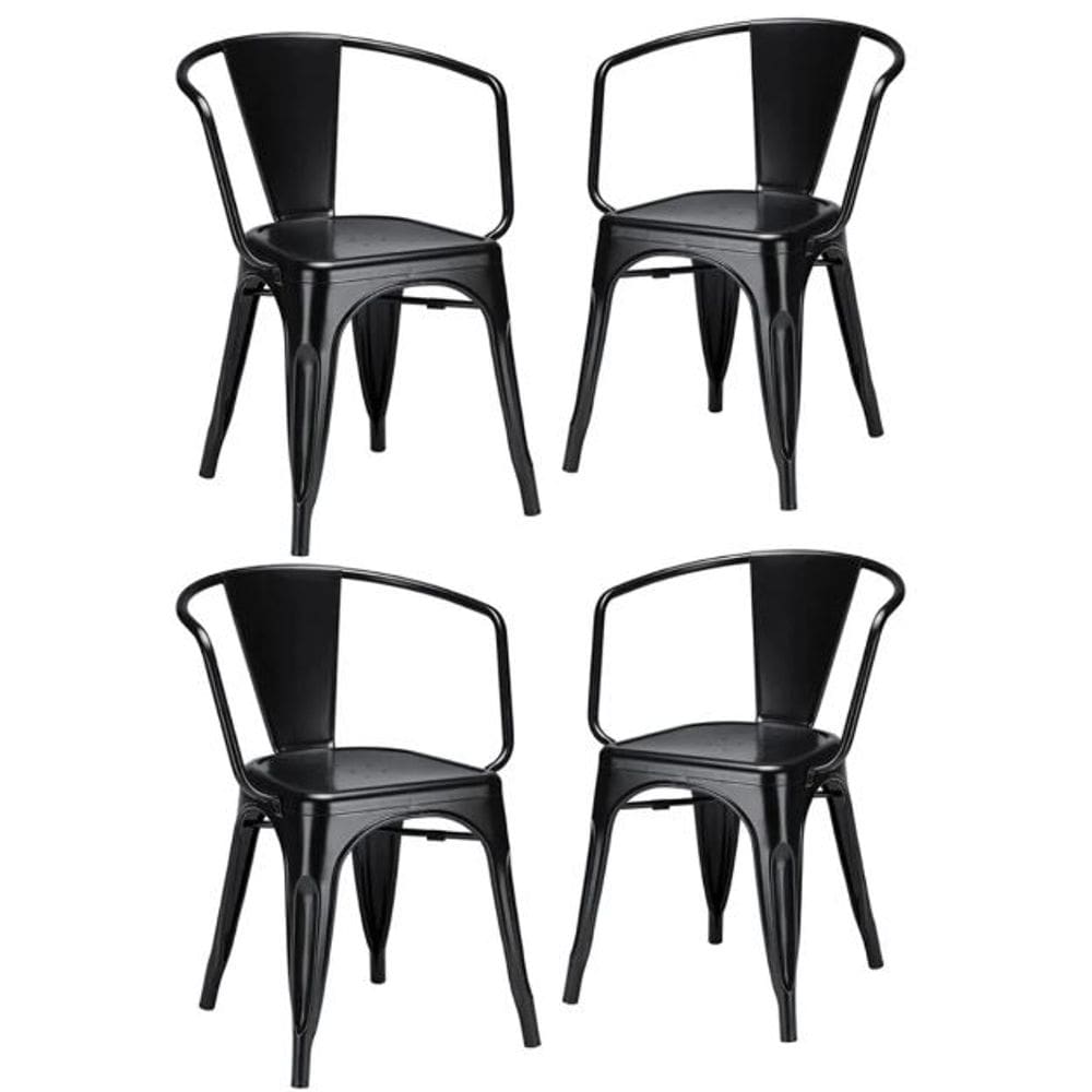 KIT - 4 x cadeiras Iron Tolix com braços - Preto
