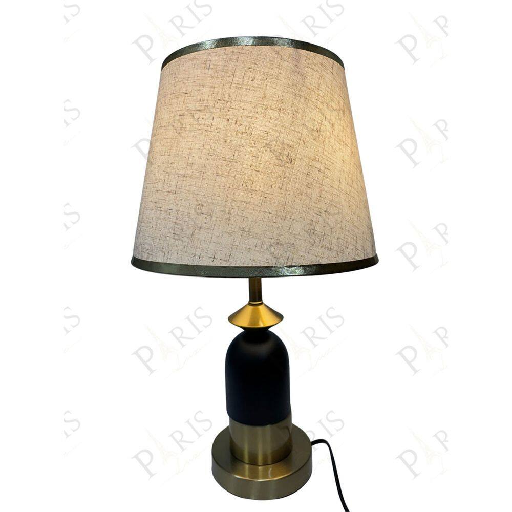 Luminária de Mesa Abajur em Metal Dourado e Preto com Cúpula Branca 47cm 1E27 14692-PL
