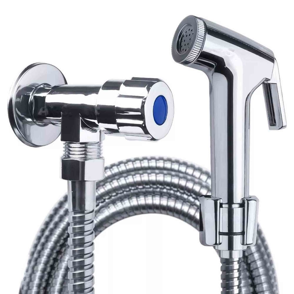 Ducha Higienica Cromada Chuveirinho Completa Banheiro Mangueira Suporte Box Casa Lavabo Flexivel