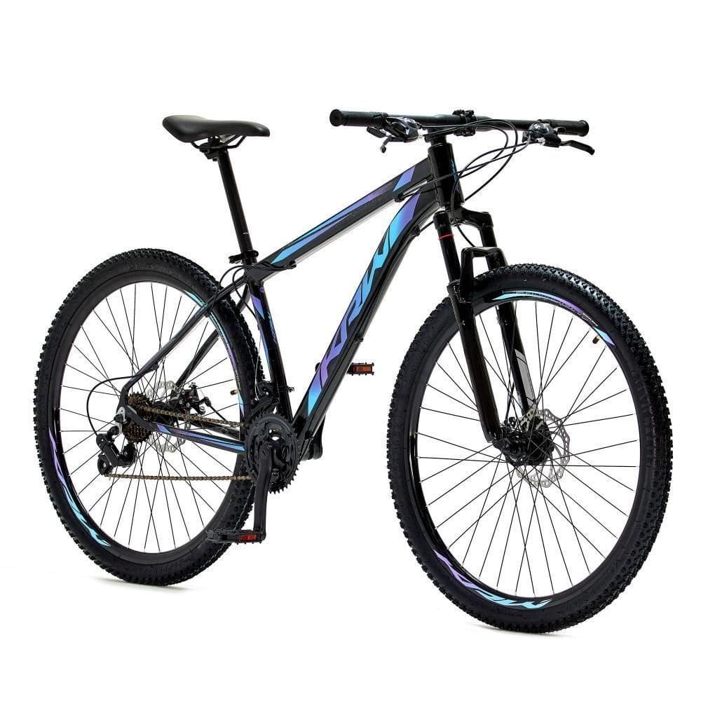 Bicicleta Aro 29 Krw Alumínio 24 Vel Freio A Disco Suspensão Dianteira S1 19 Preto-Azul E Roxo