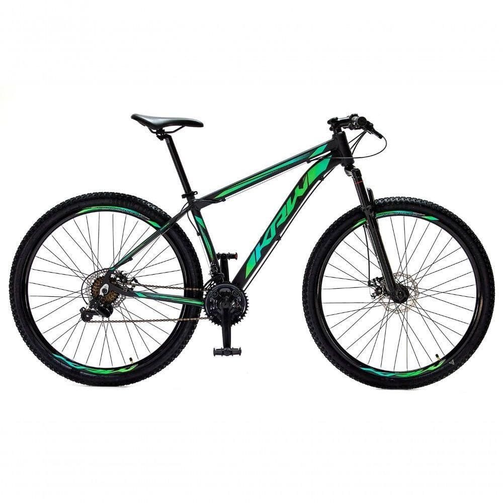Bicicleta Aro 29 Krw Alumínio 27 Vel Freio A Disco Suspensão Dianteira S7 17 Preto-Verde