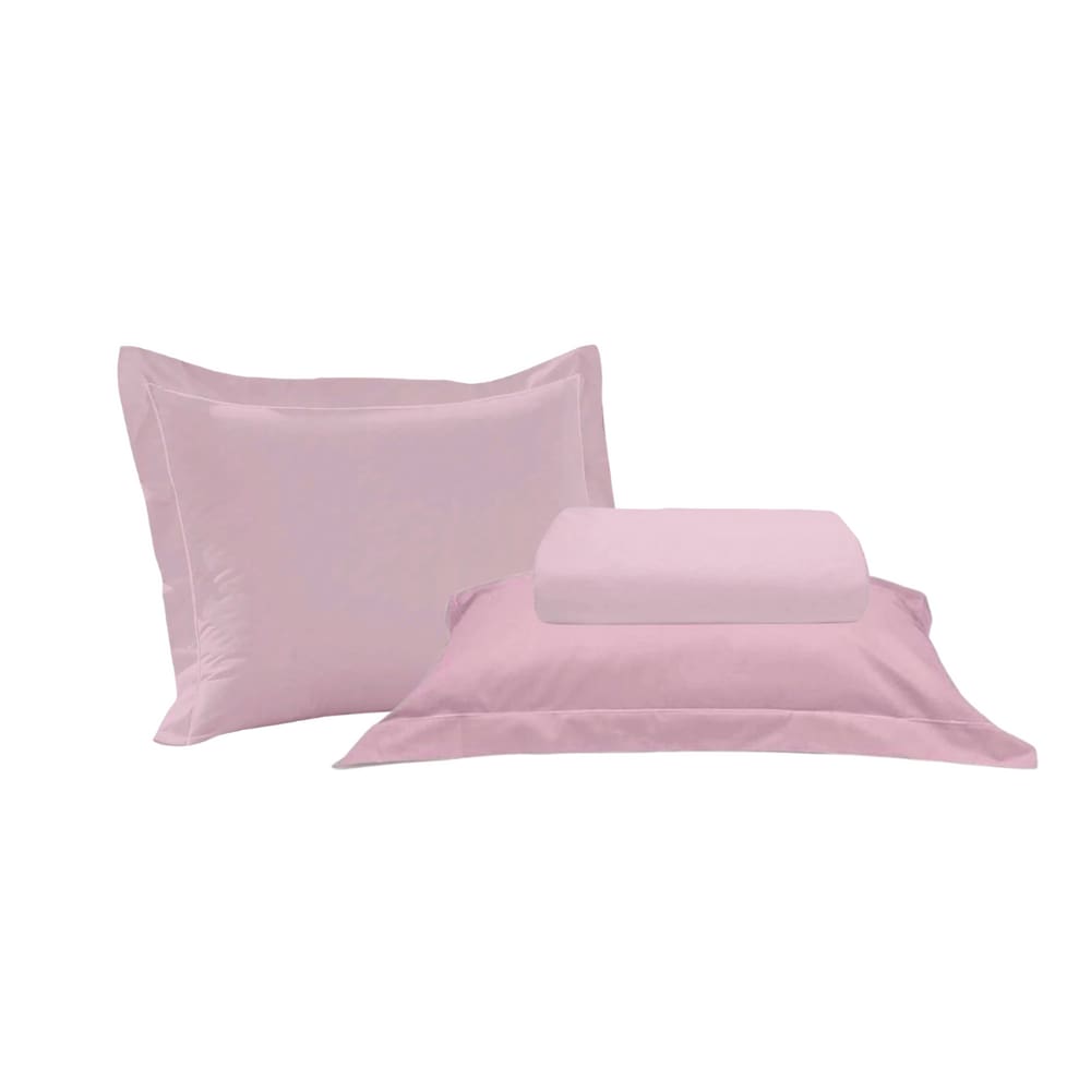Kit Lencol Elástico e Fronha Casal 230 Fios Reffinata Buettner Rosa