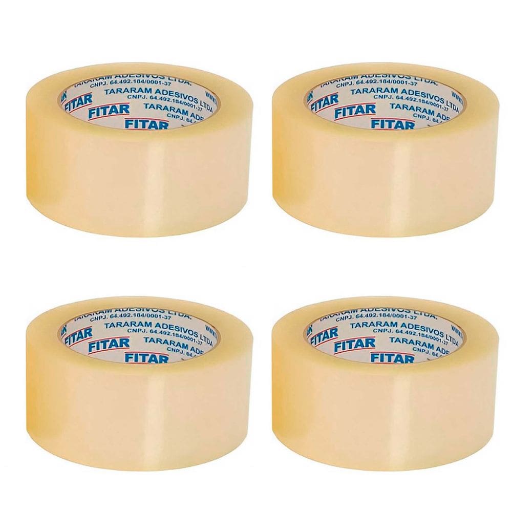 Kit 4 Fita Adesiva Transparente Empacotamento 100m Fitar