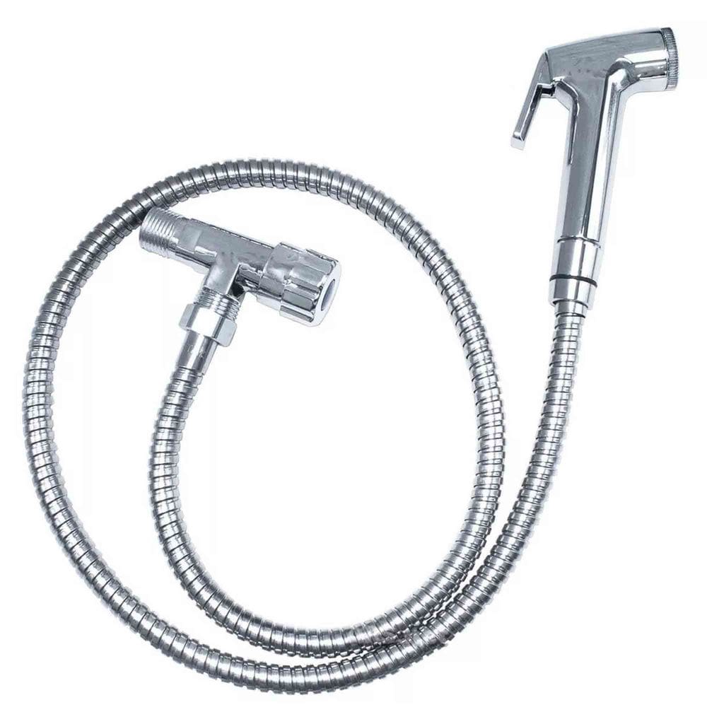 Ducha Higienica Cromada Chuveirinho Flexivel Completa Mangueira Box Casa Lavabo Banheiro Suporte
