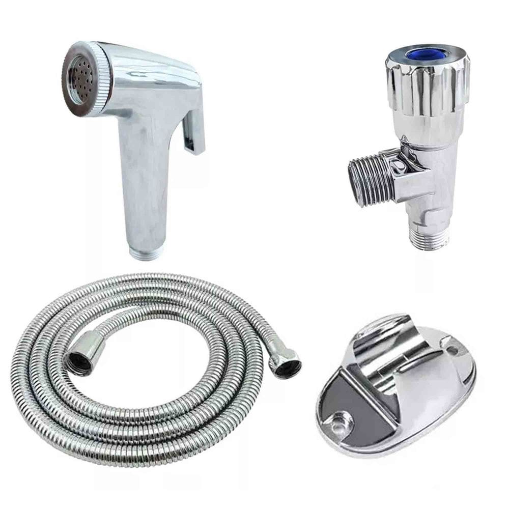Ducha Higienica Cromada Chuveirinho Completa Suporte Box Casa Lavabo Flexivel Mangueira Banheiro