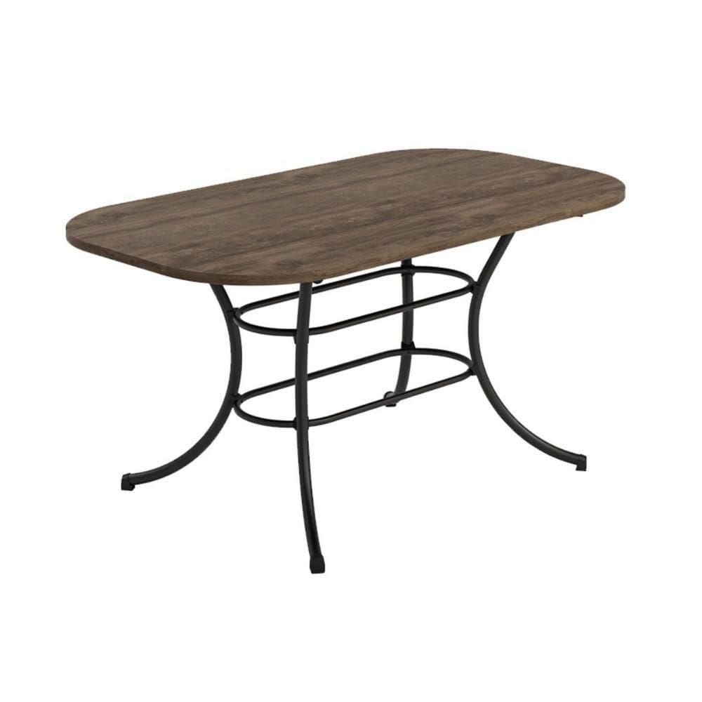 Mesa Para Cozinha 1547 + Tampo Madeirado 160x90cm Preto-legno - Carraro