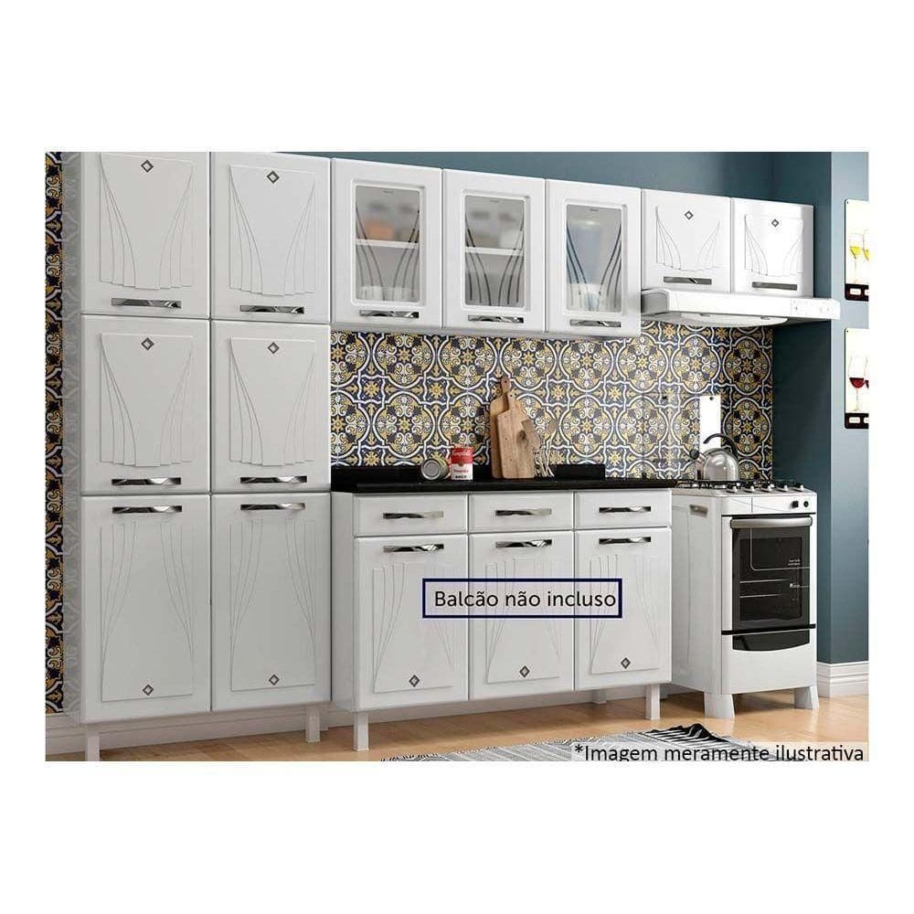 Cozinha Compacta Star New 3 Peças (2 Armários + 1 Paneleiro) Cpt106 Branco - Telasul