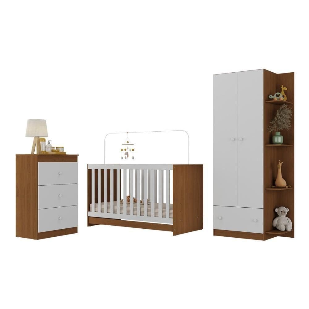 Quarto Infantil Completo Doce De Leite Multimóveis Mp4237 Madeirado/branco Madeirado/branco