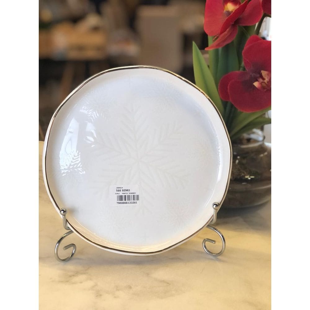 Conj. Prato Sobremesa C/ Filete Snow Flake-1 Linha Scalla