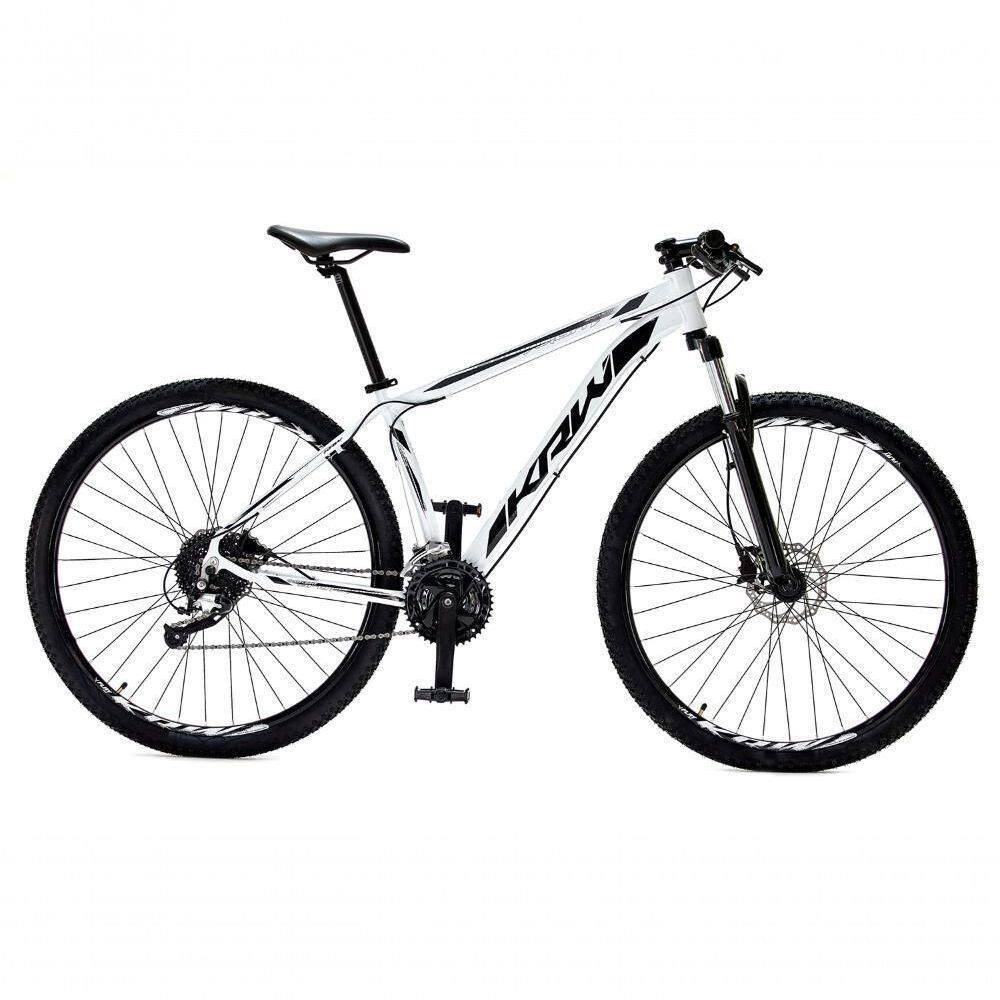 Bicicleta Aro 29 Krw Alumínio 27 Vel Freio Hidráulico Suspensão Com Trava S9 19 Branco-Preto