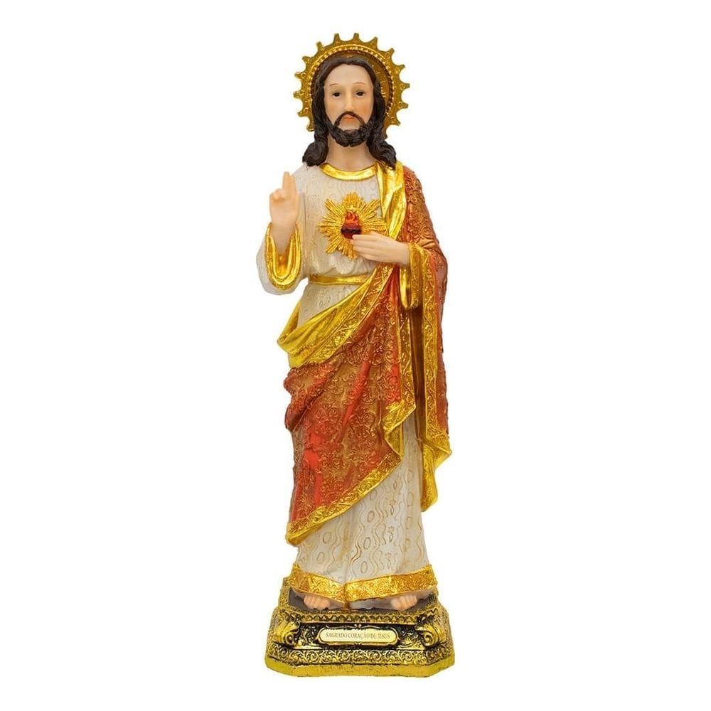 Imagem Resina Sagrado Coração De Jesus Grande Realista 51cm