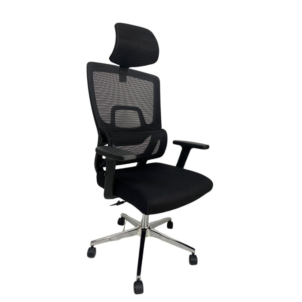 Cadeira de Escritório Presidente Ergonômica Tela Mash Reclinável NR17 - Preta