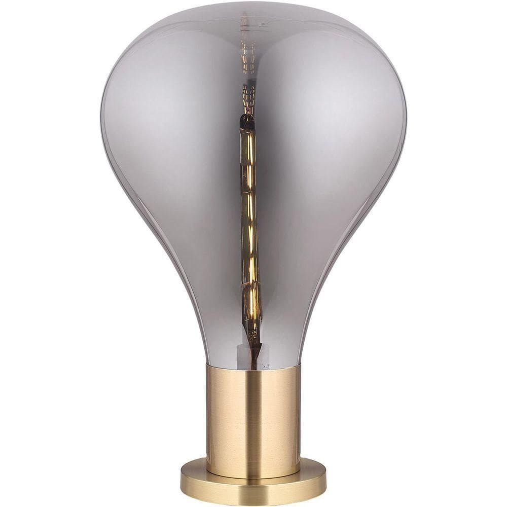 Luz Luminária De Mesa 53X40X40Cm Vidro Cinza