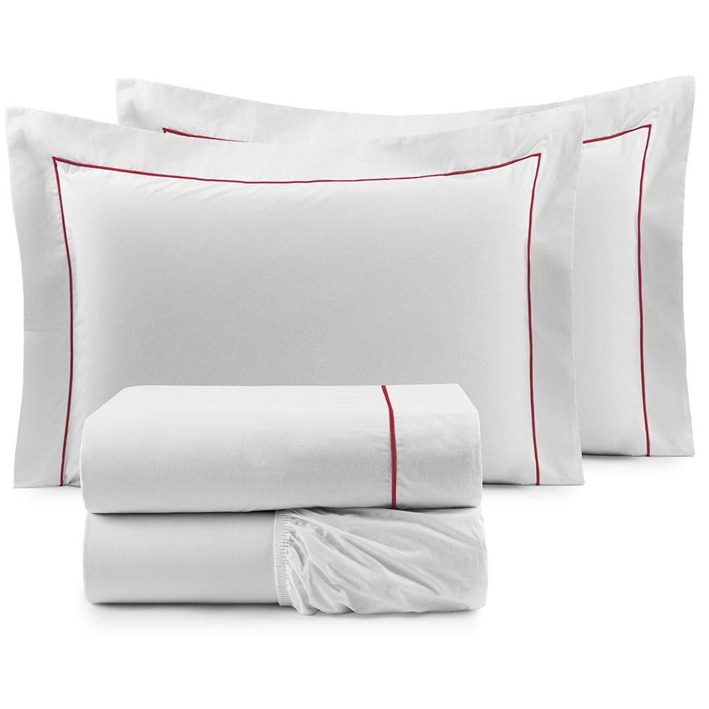Jogo de Lençol Cama Solteiro 100% Algodão Percal 200 Fios 3 peças Glass Clean