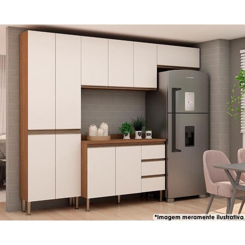 Cozinha Completa Hera 5 (2 Armários1 BalcãoTampo1 Paneleiro) Ebano/off White - Genialflex