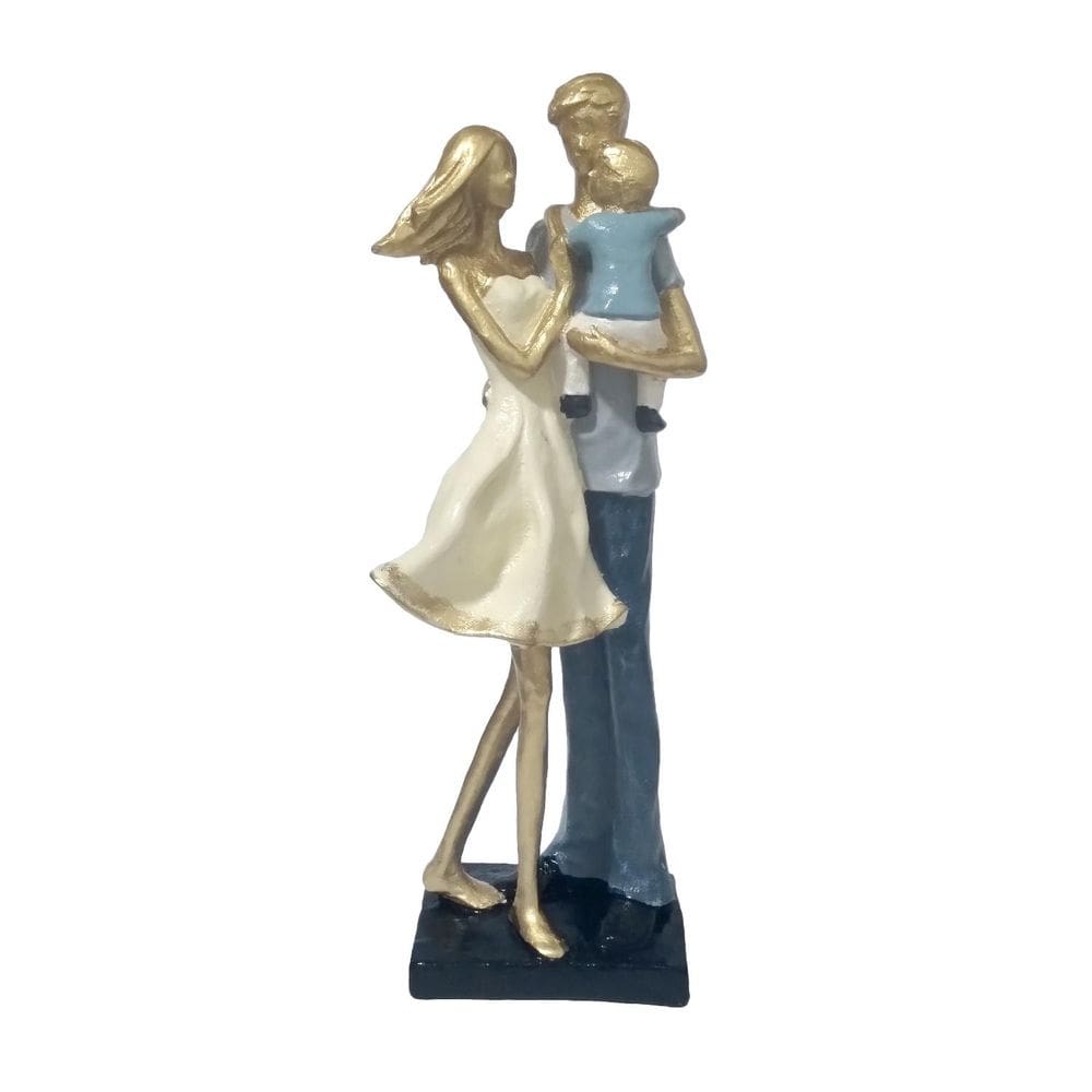 Estatueta Decorativa Família com Filho Colorida