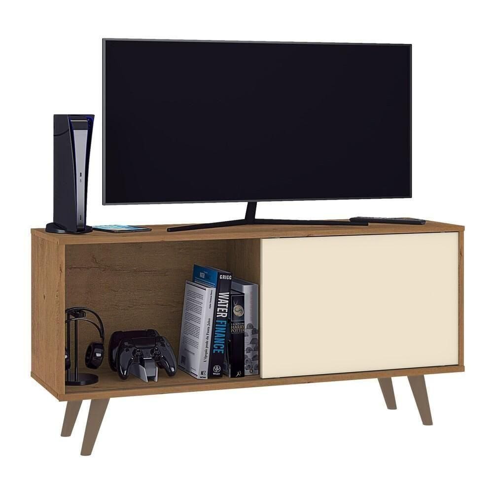 Rack Tv Até 55\" Com 1 Porta E Pés Retrô Multimóveis Cr45218