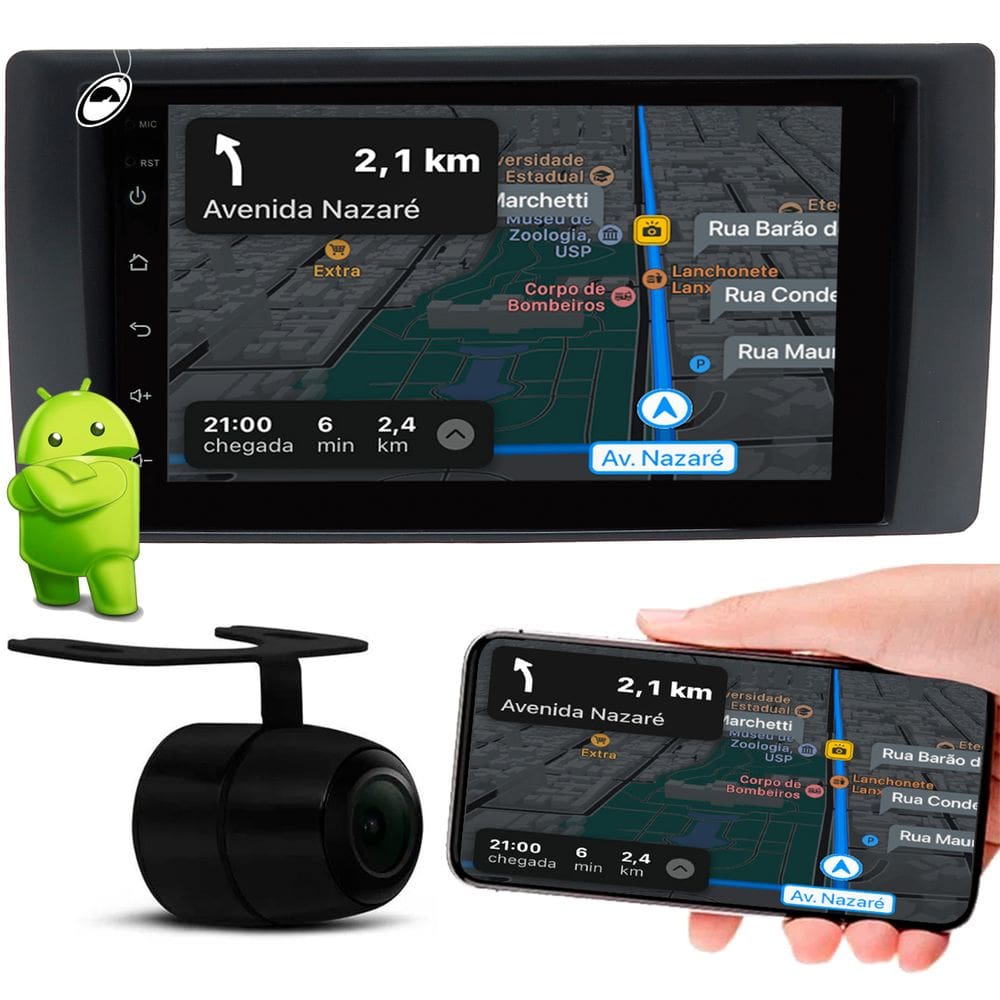 Multimidia 7\" Polegadas Android S10 e Blazer Pitbull 2001 a 2011 Android Auto CarPlay + Câmera de Ré