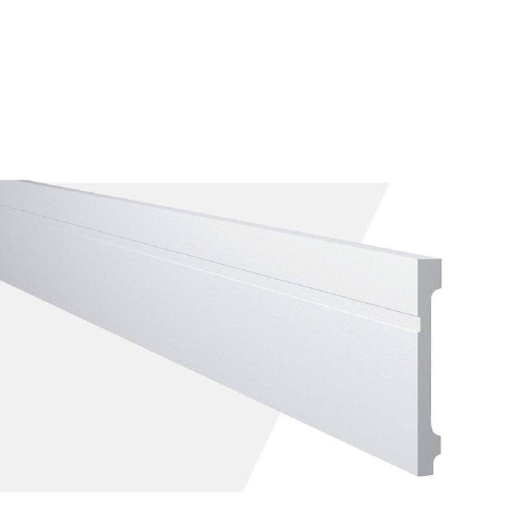 Kit com 5 Barras Rodapé Gart de Poliestireno Fb15 18mmx15cm Metro Linear 7,32m Branco